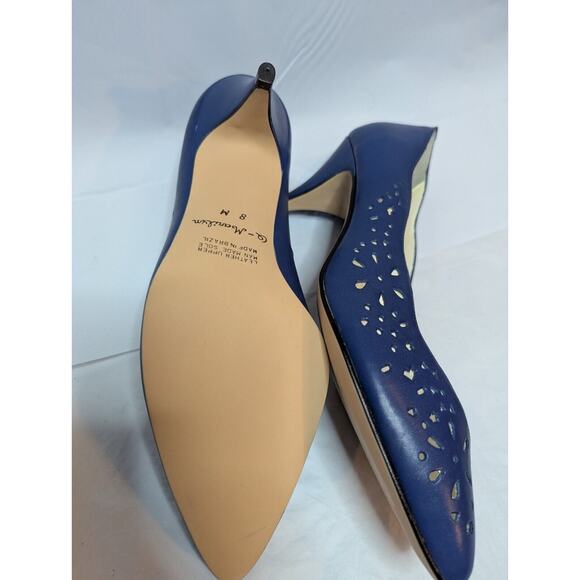 VTG New 9 West Leather Kitten Heel Pumps Daisy Cut Outs Sz 8 Corpcore - Picture 6 of 12